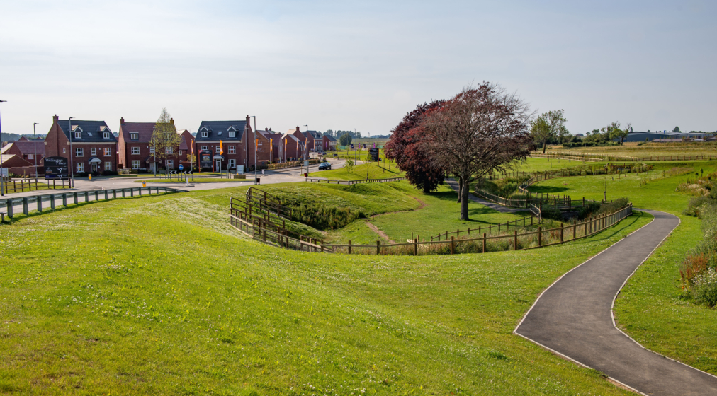 Green area for the Wellington Place development in Market Harborough.